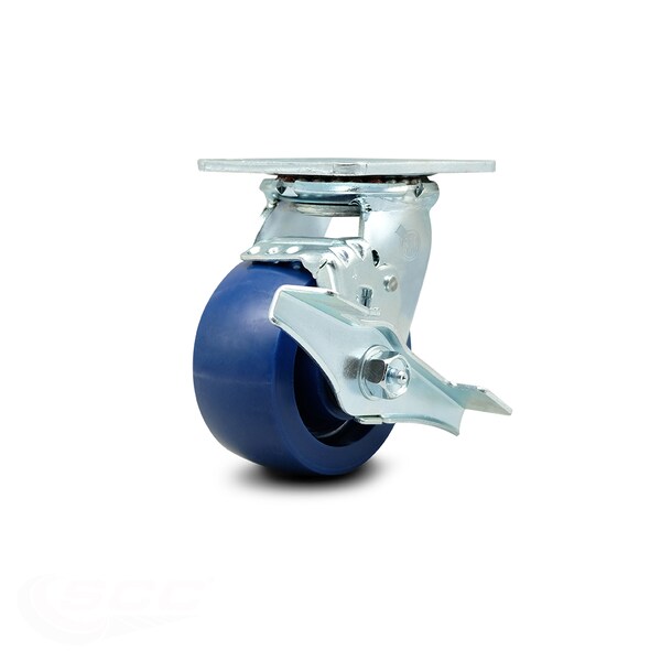 4 Inch Solid Polyurethane Swivel Caster with Roller Bearing and Brake SCC